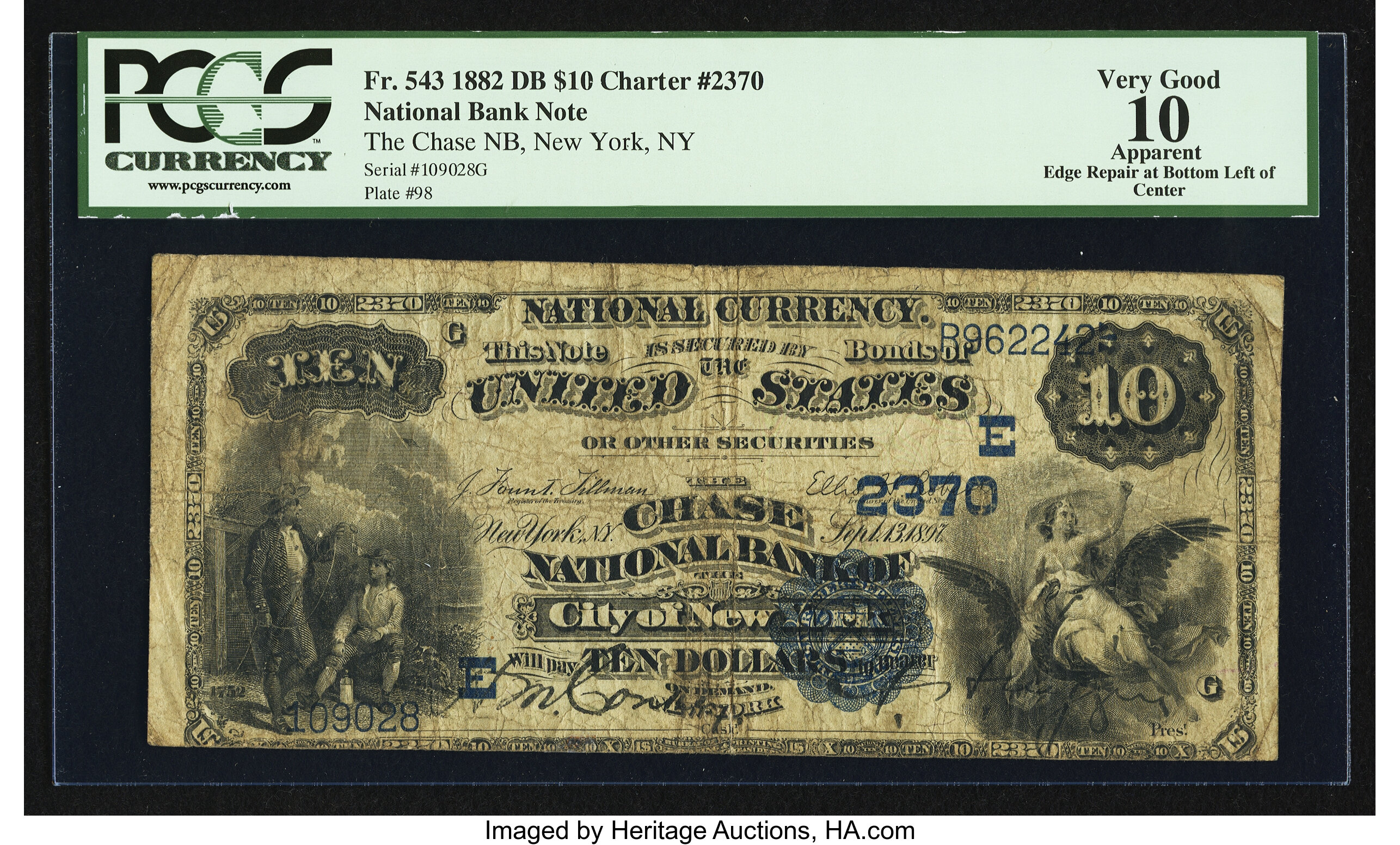 image for: New York, NY - $10 1882 Date Back Fr. 543 The Chase NB Ch. # (E)2370...