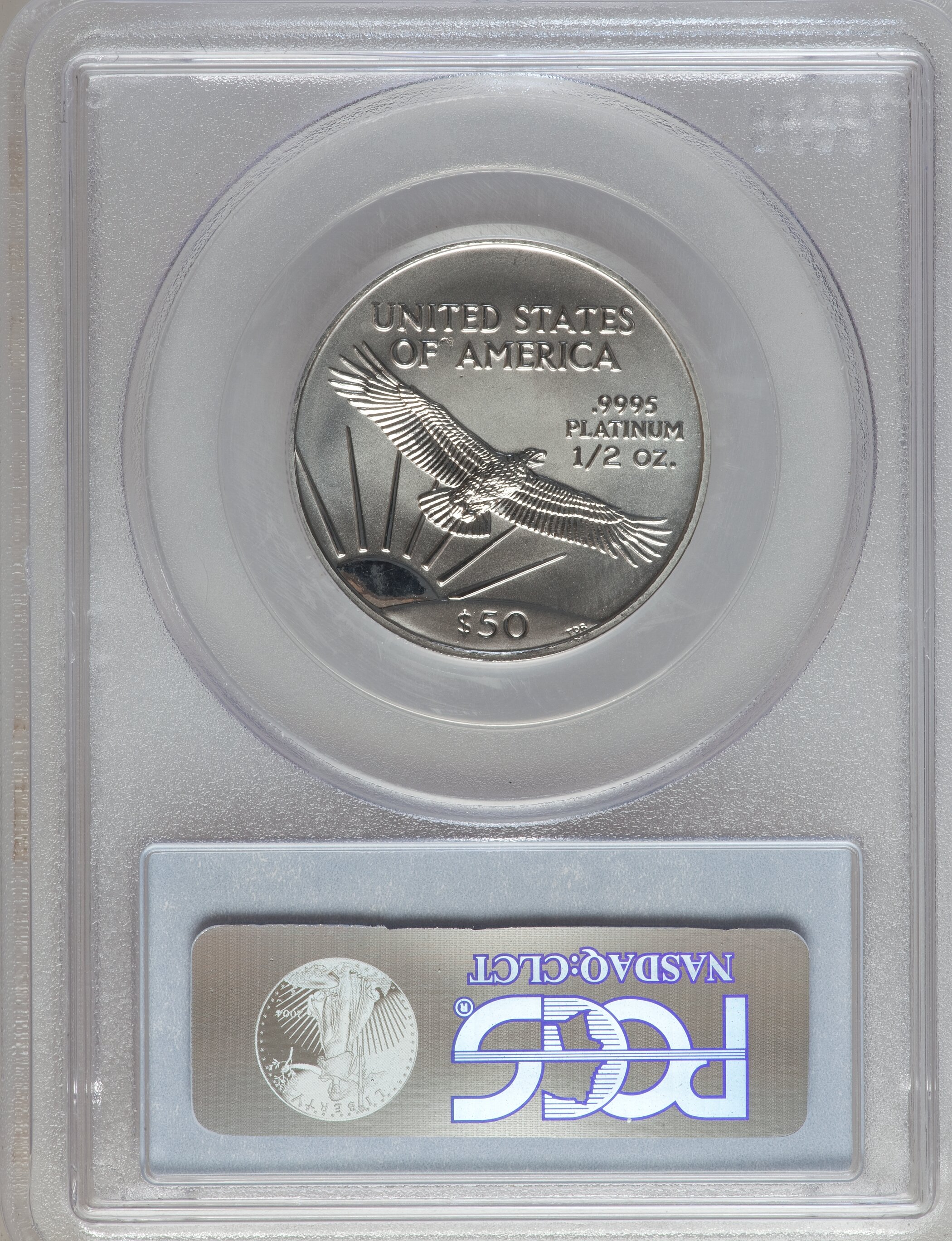 image for: 2000 P$50 Half-Ounce Platinum Eagle MS69 PCGS. PCGS Population (950/0). NGC Census: (1076/15). Mintage: 18,892. Numismedia ...