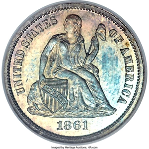image for: 1861 10C PR66 NGC. CAC....
