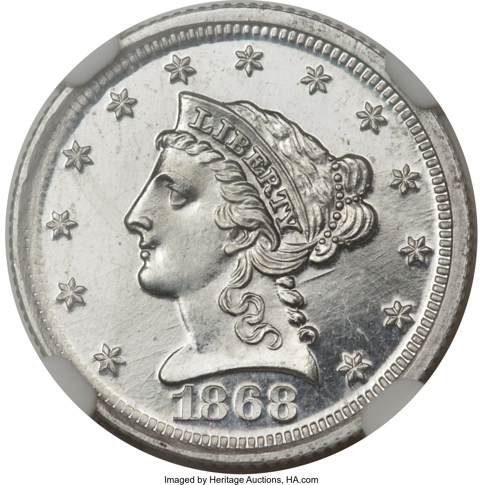 image for: 1868 $2 1/2 Quarter Eagle, Judd-654, Pollock-727, Low R.7, PR65 Cameo NGC....