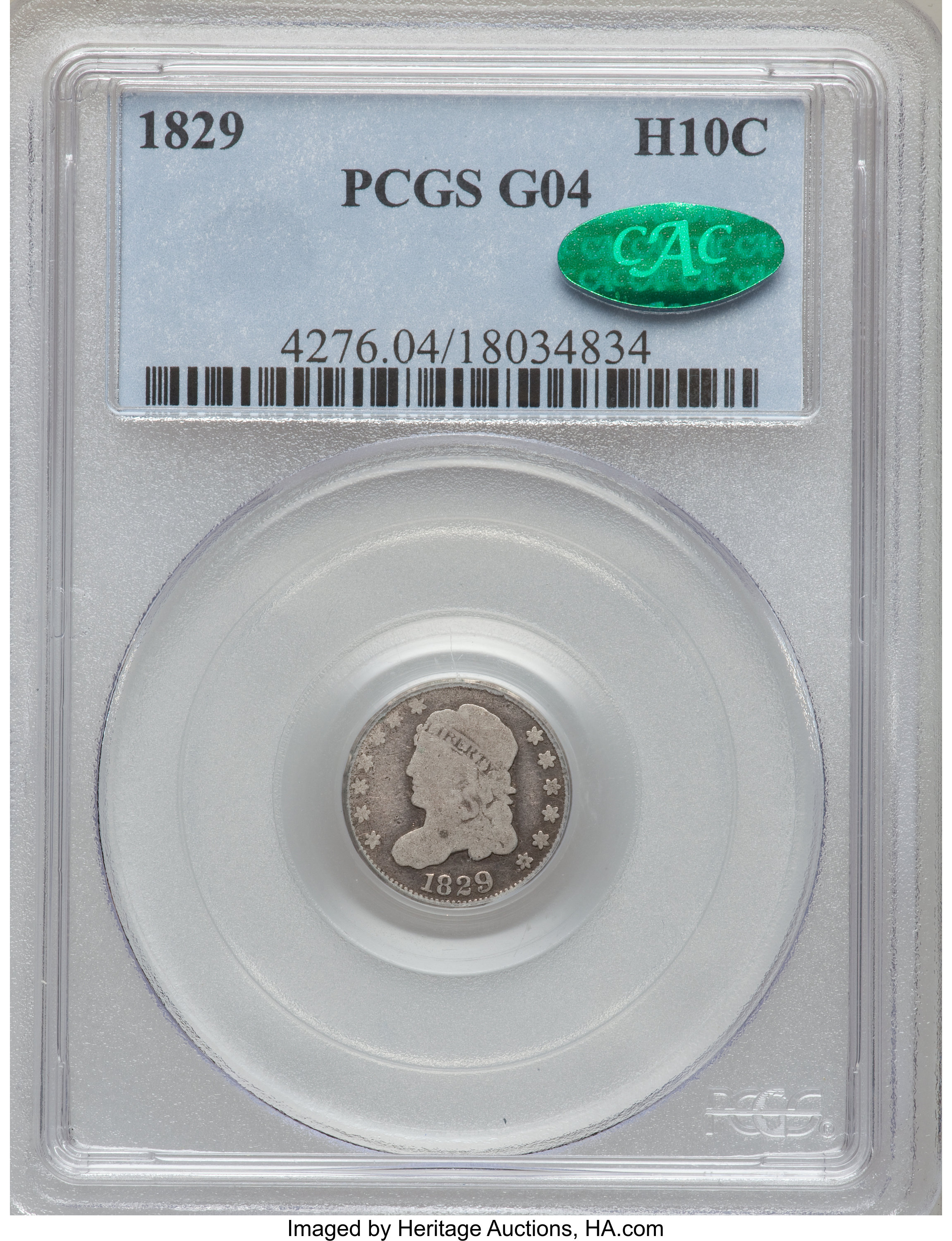 1829 H10C Good 4 PCGS. CAC. PCGS Population (3/566). NGC Census: (0/579). Mintage: 1,230,000. Numismedia Wsl. Price for pro...