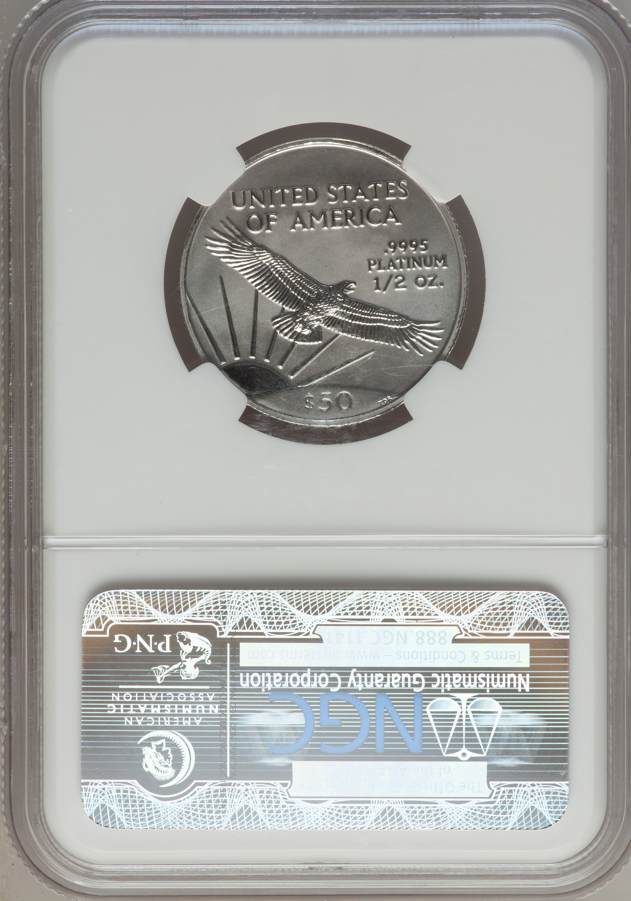 image for: 2000 P$50 Half-Ounce Platinum Eagle MS69 NGC. NGC Census: (1076/15). PCGS Population (950/0). Mintage: 18,892. Numismedia W...