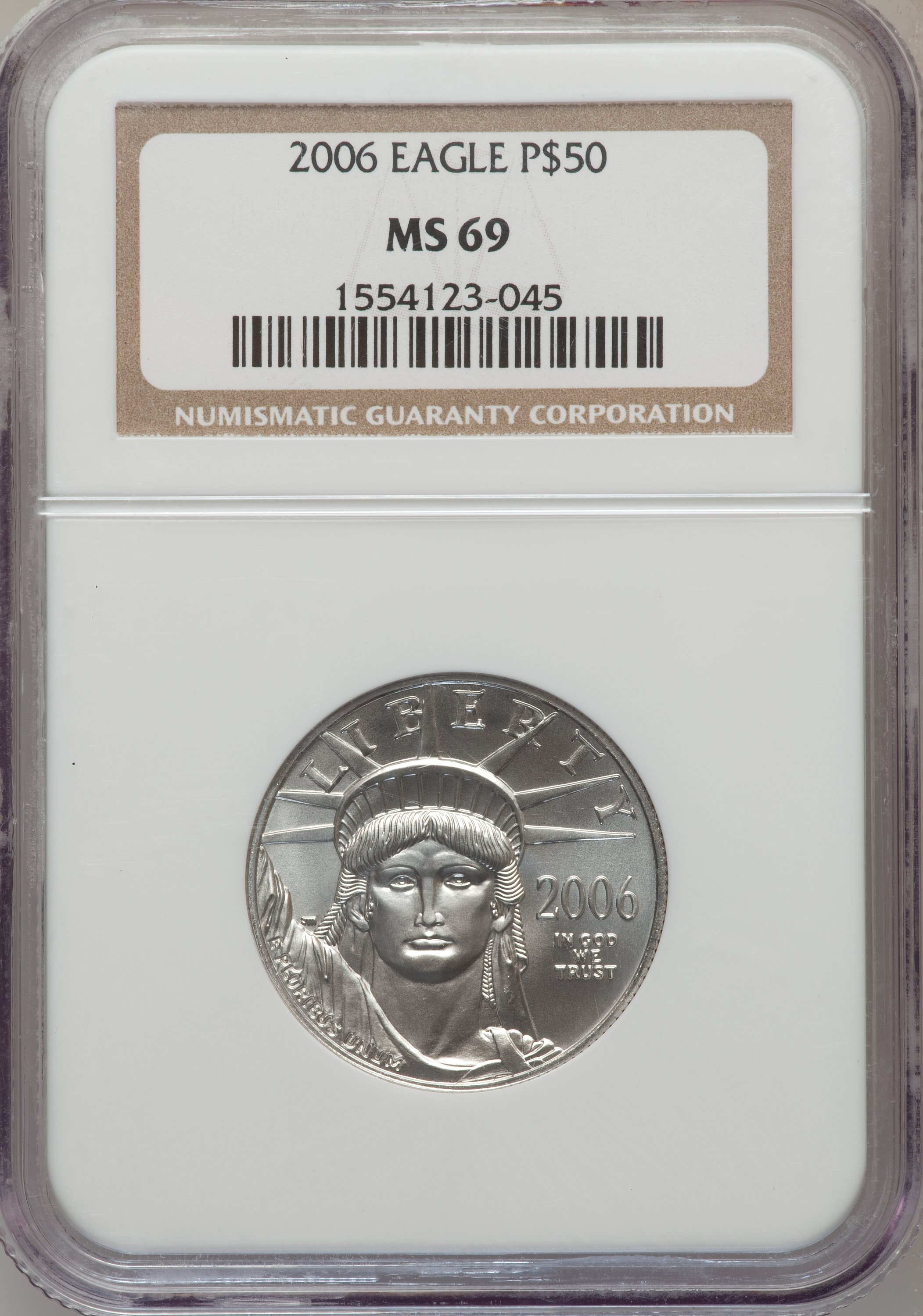 image for: 2006 $50 Half-Ounce Platinum MS69 NGC. NGC Census: (0/0). PCGS Population (339/29).  Numismedia Wsl. Price for problem free...