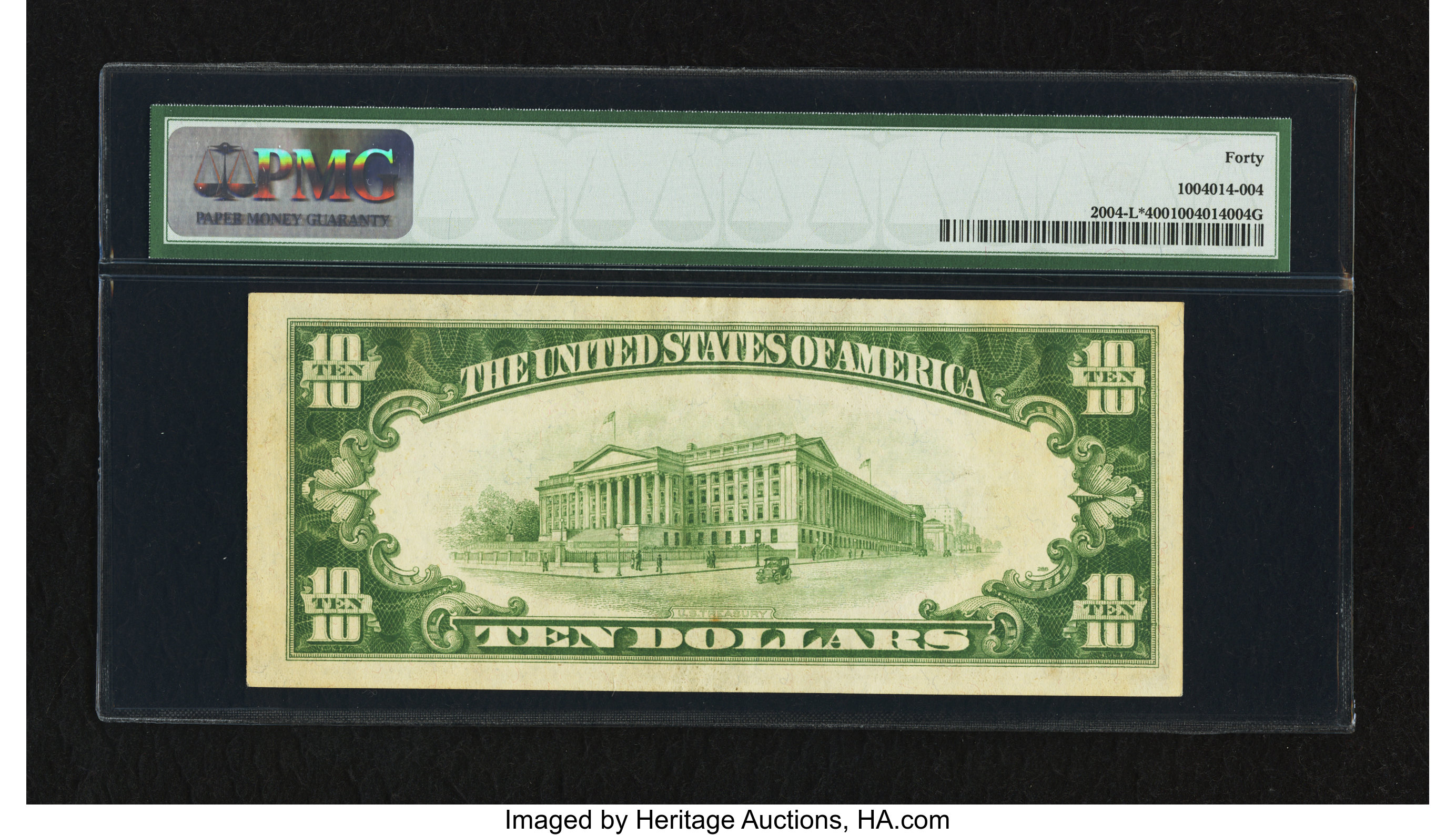 image for: Fr. 2004-L* $10 1934 Light Green Seal Federal Reserve Star Note. PMG Extremely Fine 40....