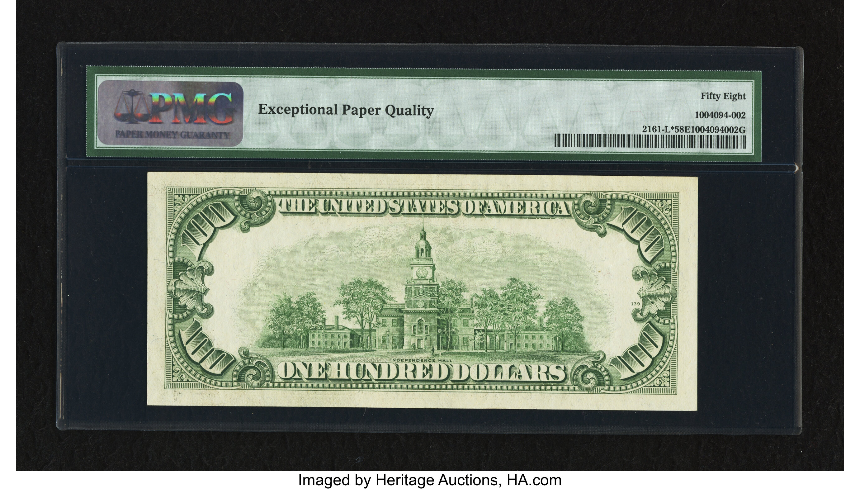 image for: Fr. 2161-L* $100 1950D Federal Reserve Star Note. PMG Choice About Unc 58 EPQ....