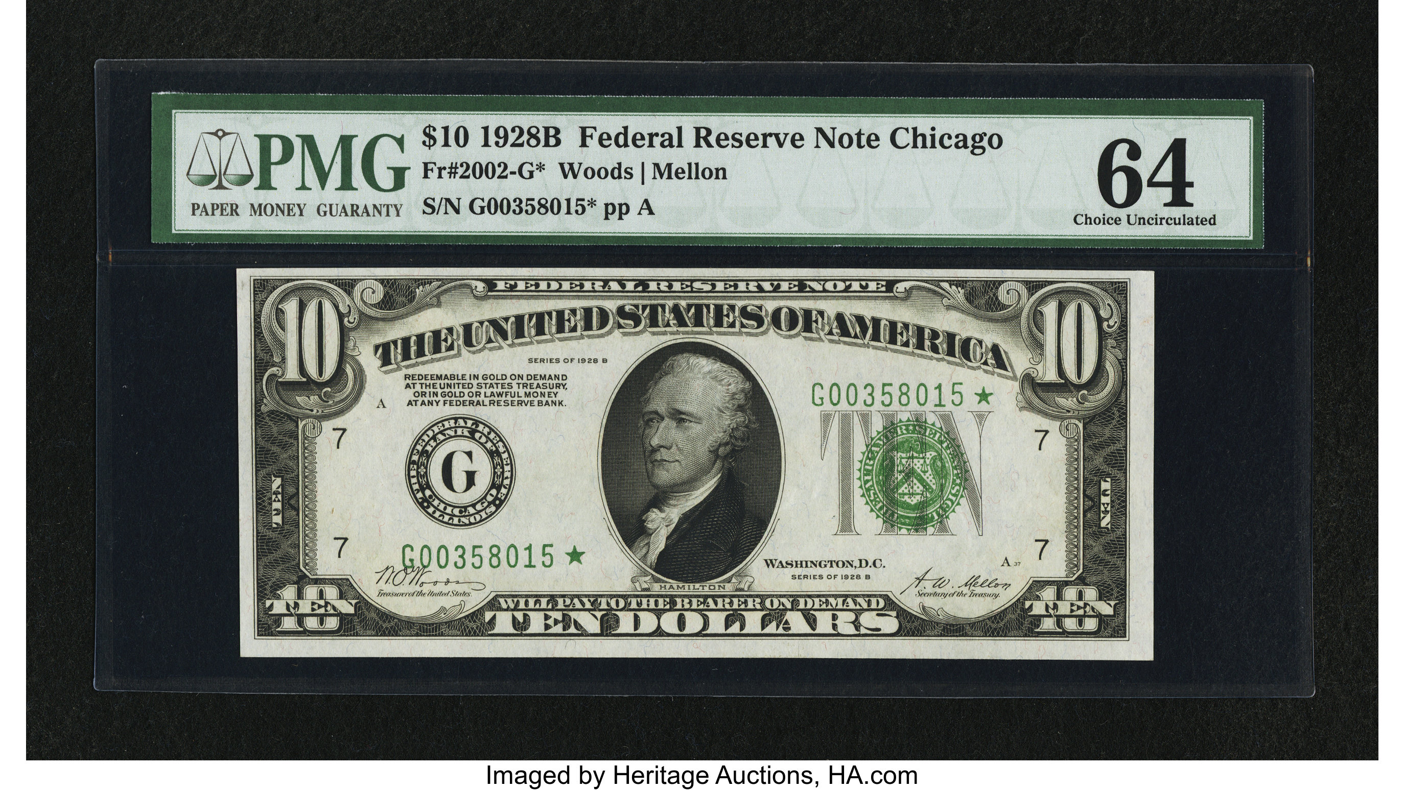 image for: Fr. 2002-G* $10 1928B Federal Reserve Note. PMG Choice Uncirculated 64....