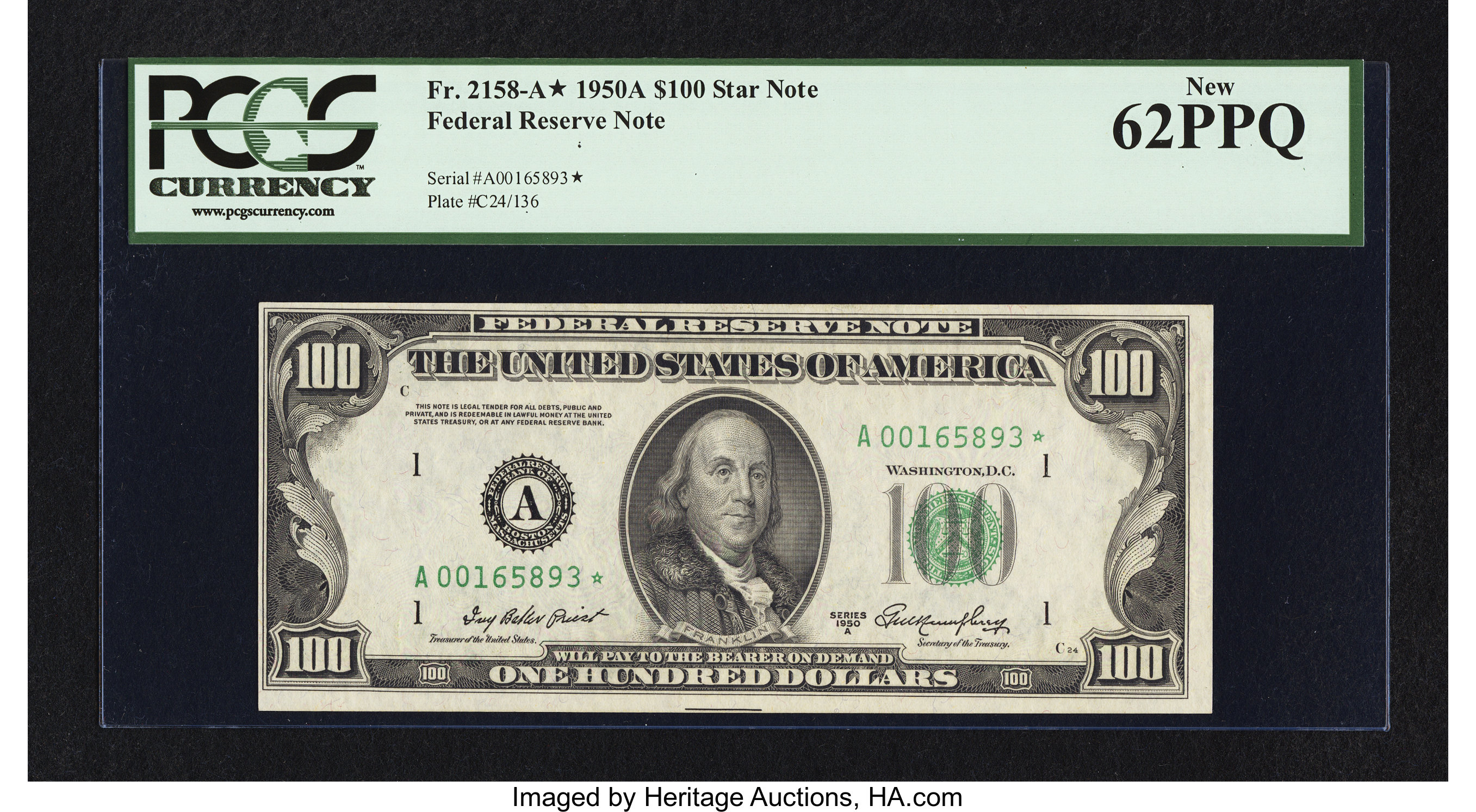 image for: Fr. 2158-A* $100 1950A Federal Reserve Star Note. PCGS New 62PPQ....