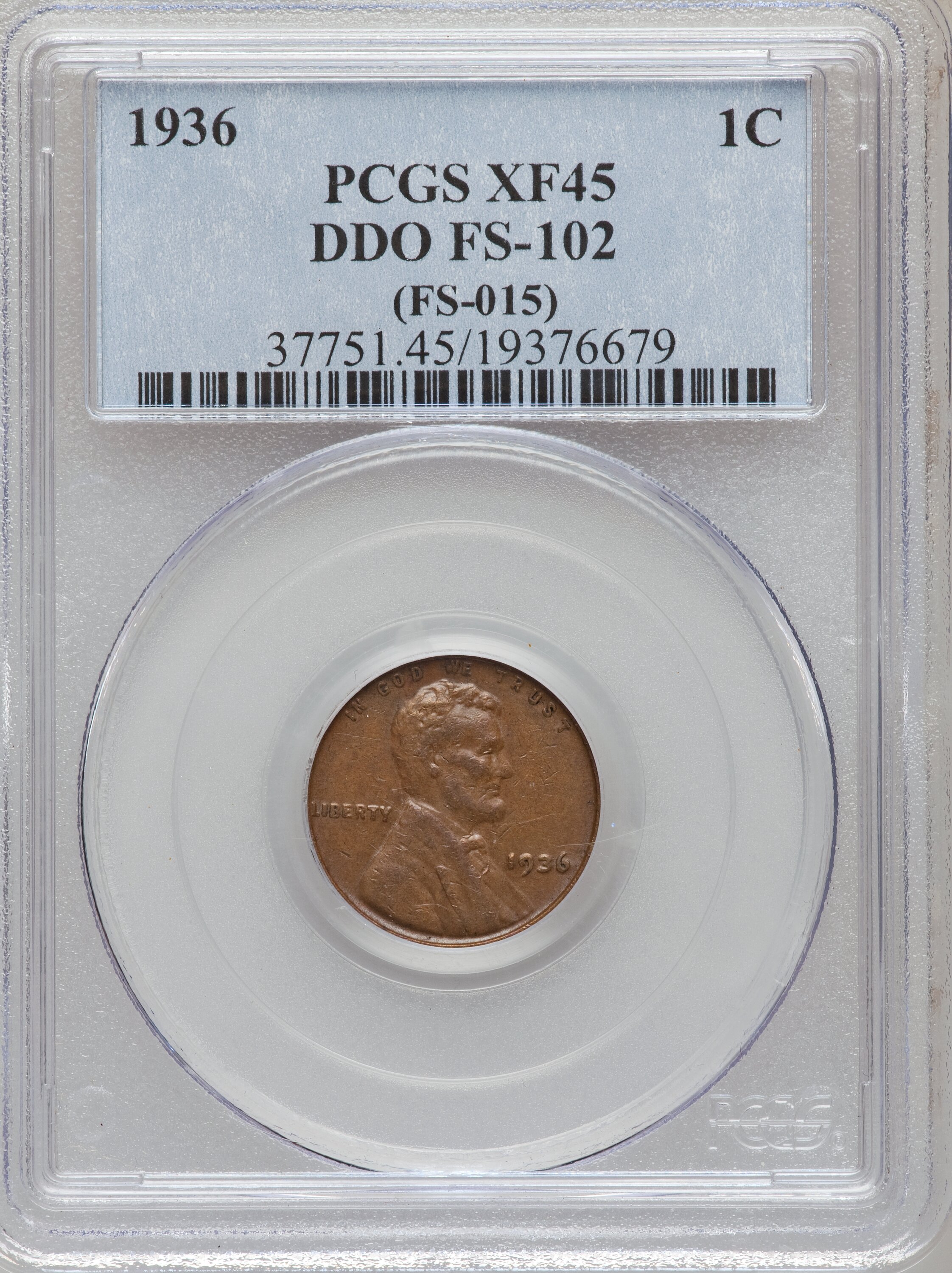 1936 Lincoln Penny Wheat Reverse Doubled Die Obverse Type 2 BN