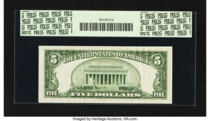image for: Fr. 1959-G $5 1934C Wide Federal Reserve Note. PCGS Gem New 65PPQ....