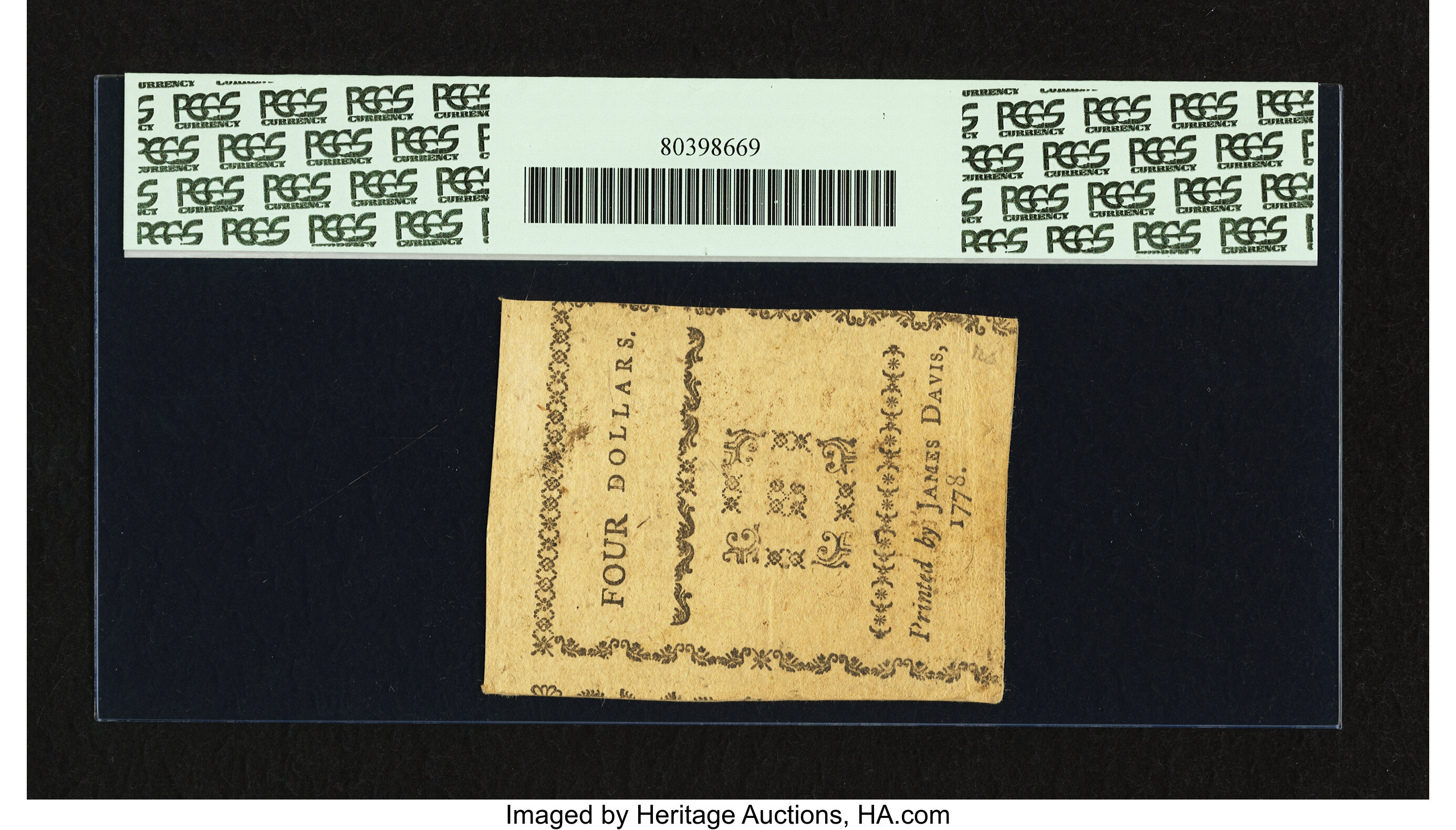 image for: North Carolina August 8, 1778 $4 A Lesson to Arbitrary Kings and Wicked Ministers PCGS Choice About New 58PPQ....
