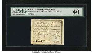 image for: South Carolina November 15, 1775 10s PMG Extremely Fine 40....