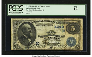 image for: Kankakee, IL - $5 1882 Date Back Fr. 532 The City NB Ch. # (M)4342...