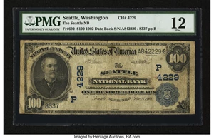 image for: Seattle, WA - $100 1902 Date Back Fr. 692 The Seattle NB Ch. # (P)4229...