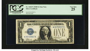 image for: Fr. 1604* $1 1928D Silver Certificate. PCGS Very Fine 25....