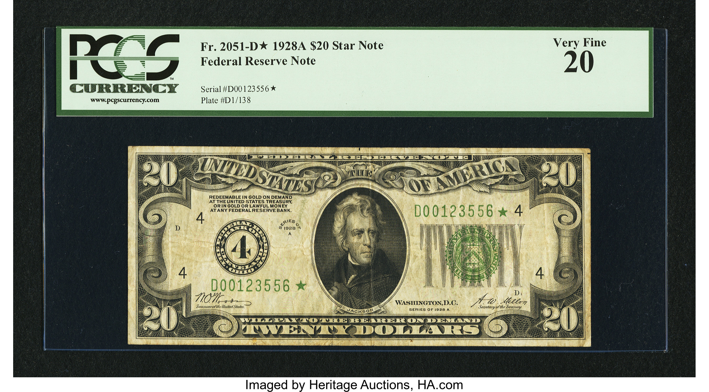 image for: Fr. 2051-D* $20 1928A Federal Reserve Note. PCGS Very Fine 20....
