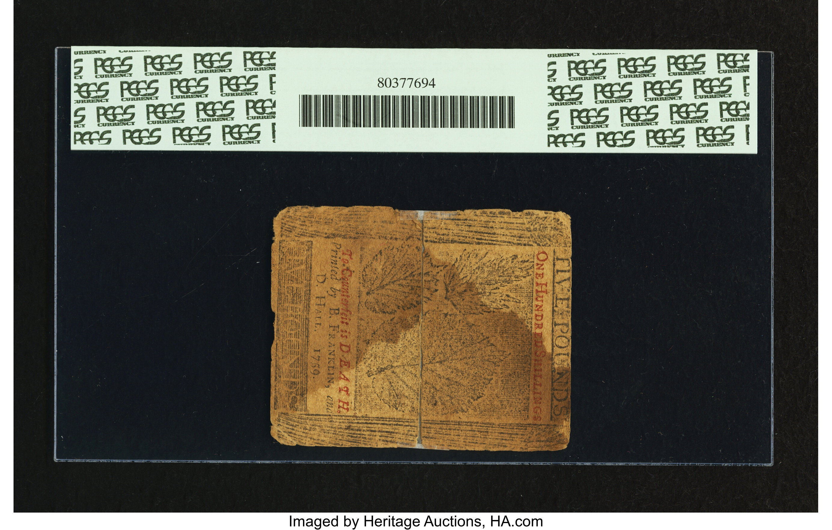 image for: Pennsylvania April 25, 1759 £5 PCGS Apparent Very Fine 20....