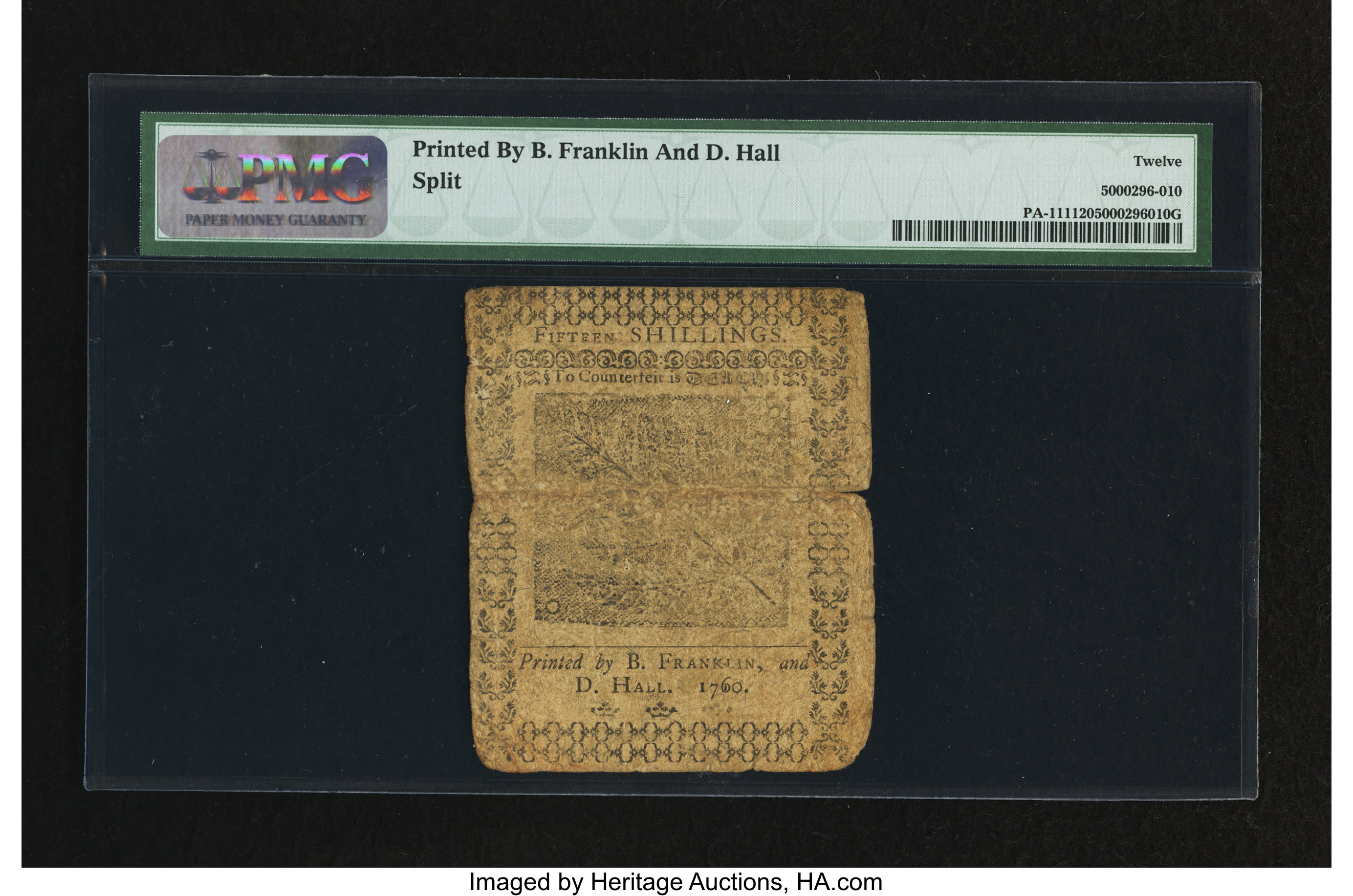 image for: Pennsylvania May 1, 1760 15s PMG Fine 12....