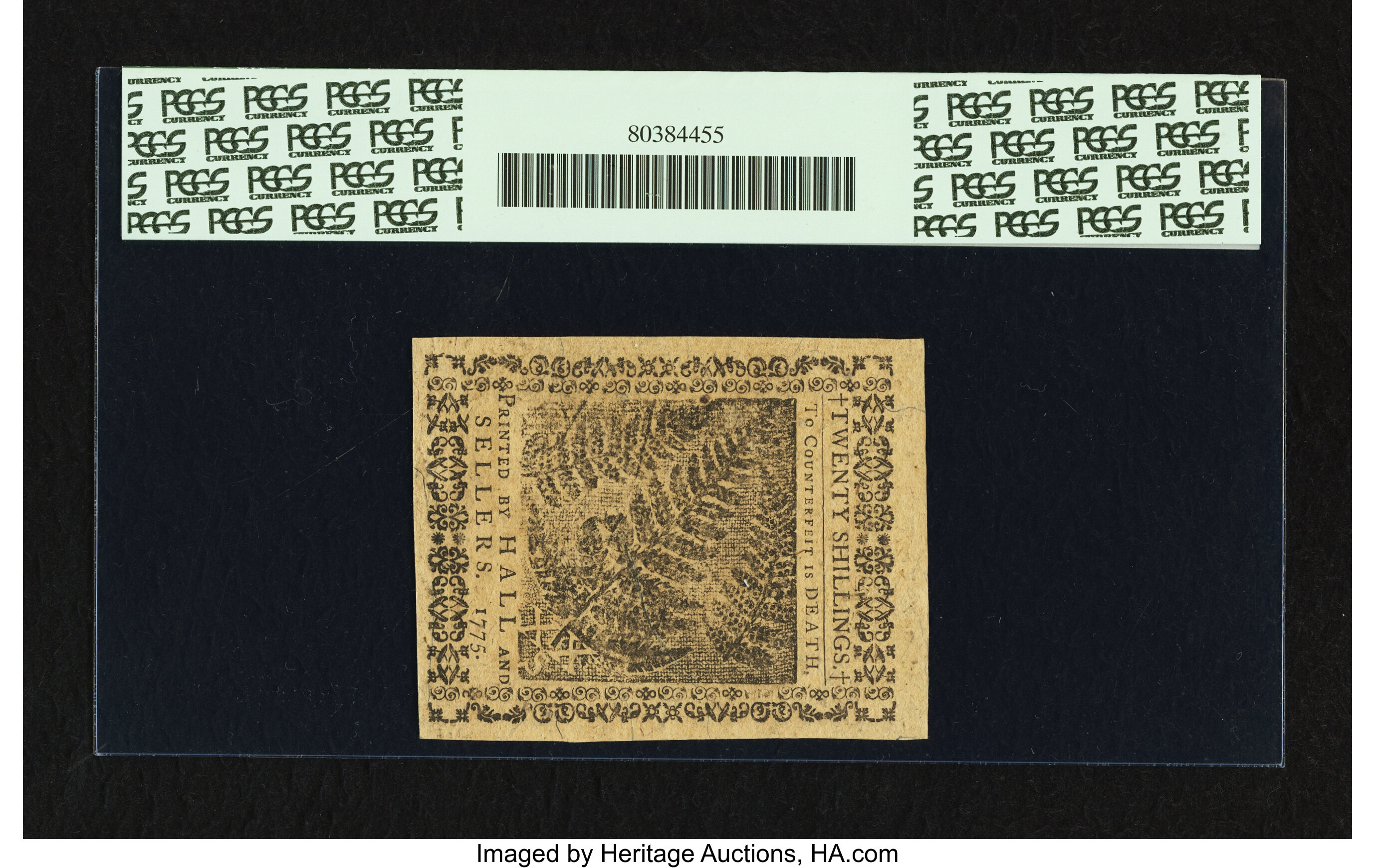 image for: Pennsylvania October 25, 1775 20s PCGS Very Choice New 64PPQ....