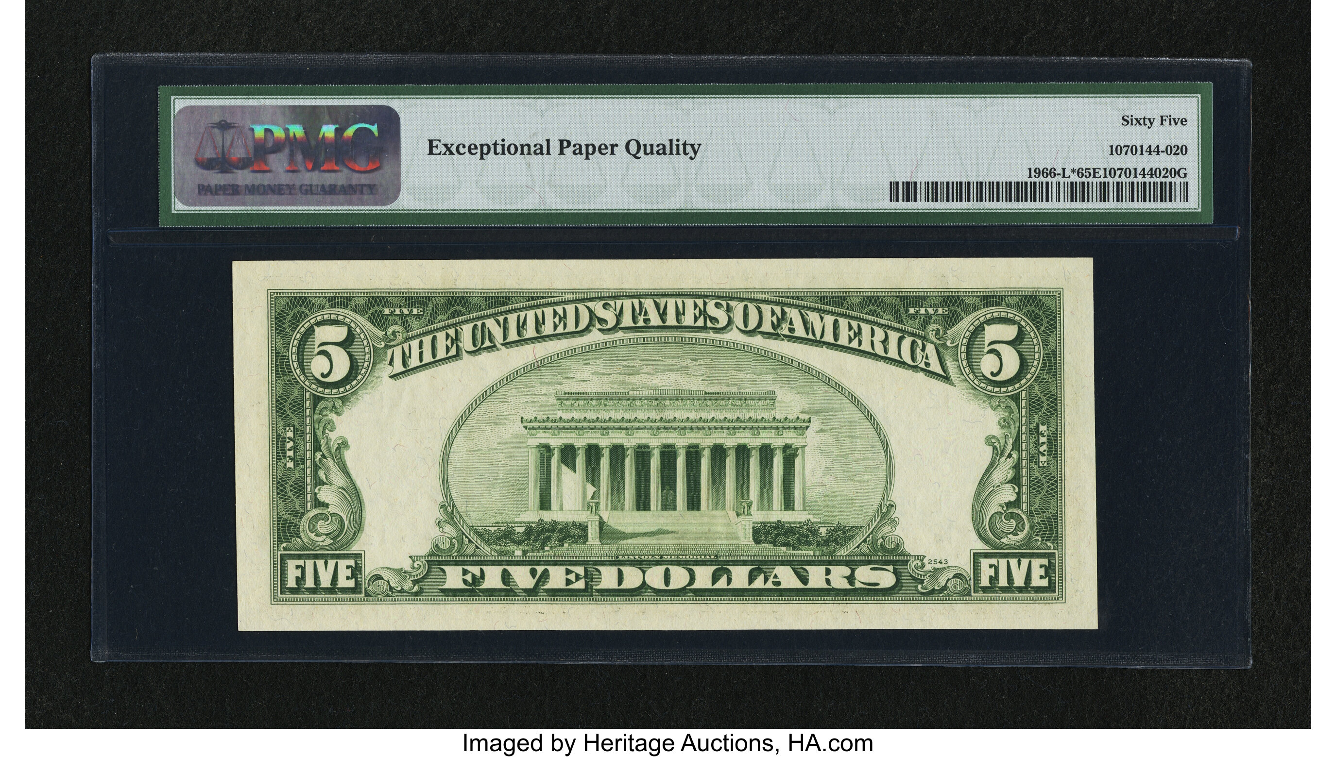 image for: Fr. 1966-L* $5 1950E Federal Reserve Note. PMG Gem Uncirculated 65 EPQ....