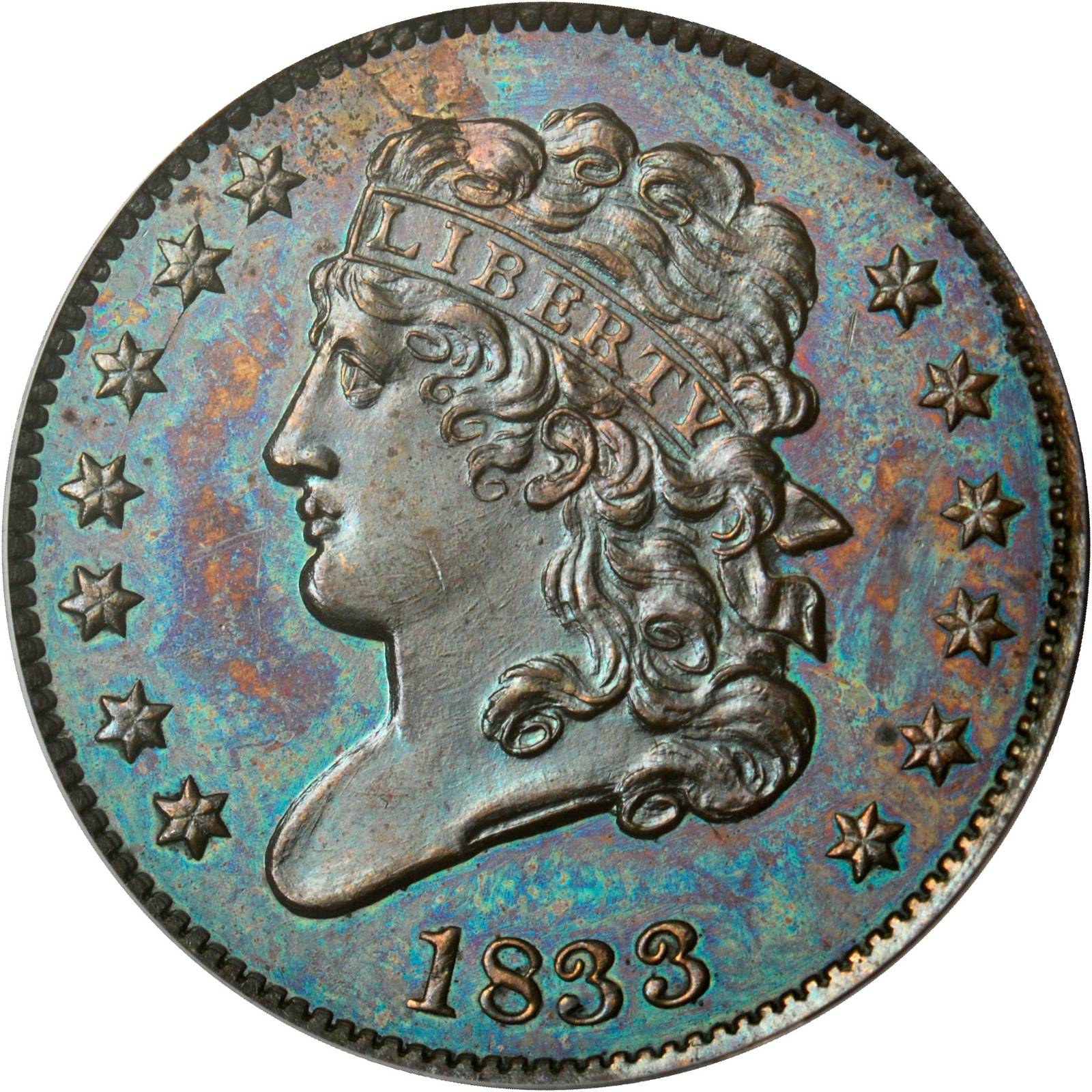 1833 Classic Half Cent. C-1, B-1, the only known dies. Rarity-5. Proof-64 BN (PCGS). CAC. OGH.
