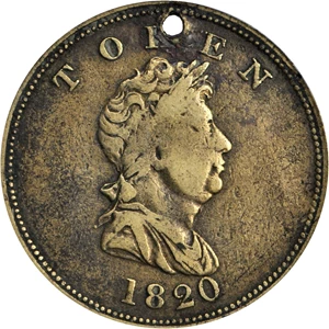 image for: 1820 North West Company Token. W-9250. URS-9. Brass. VF-25 Holed (PCGS).