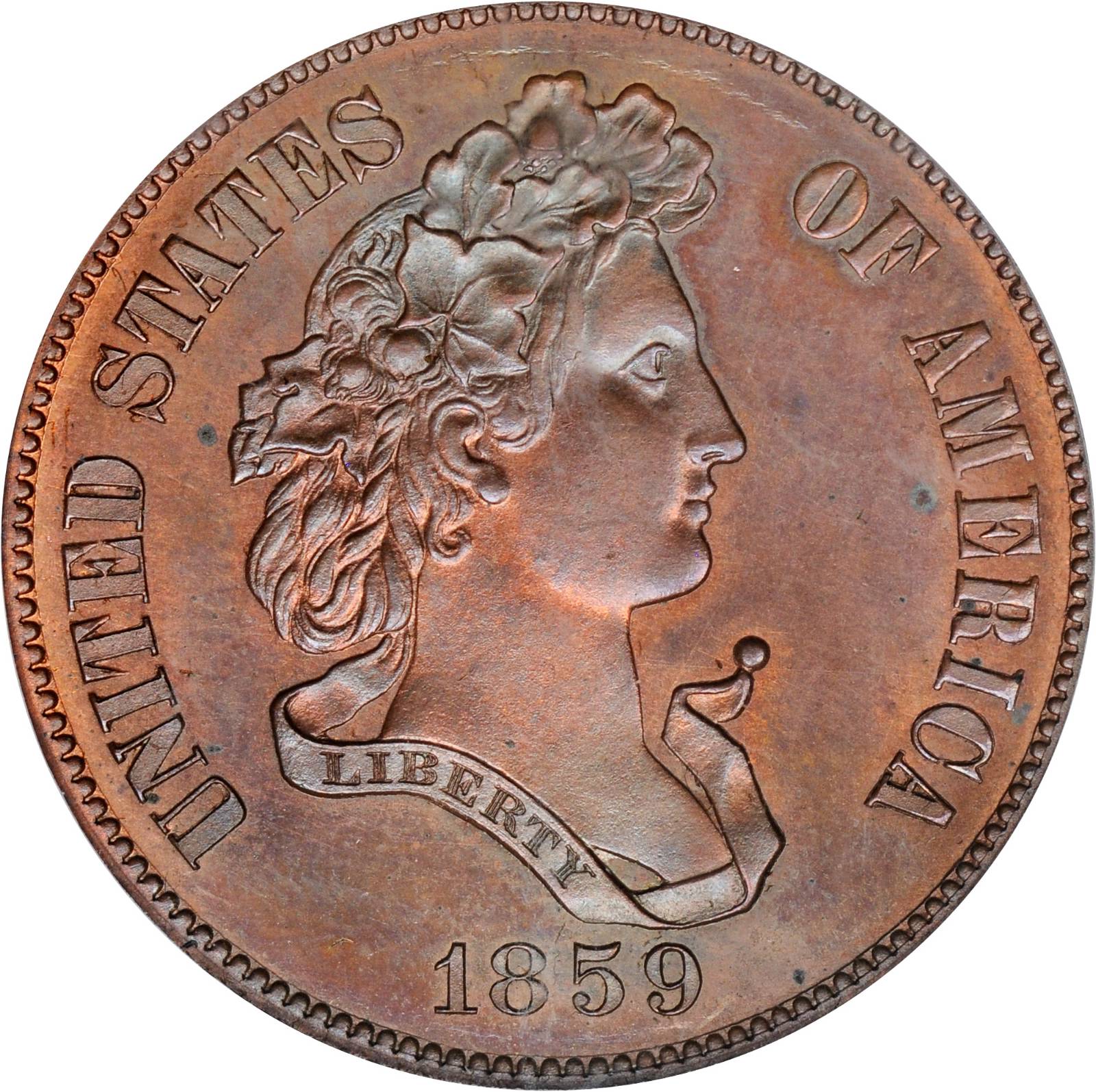image for: 1859 Pattern Half Dollar. Judd-244, Pollock-300. Rarity-7+. Proof-64 BN (PCGS).