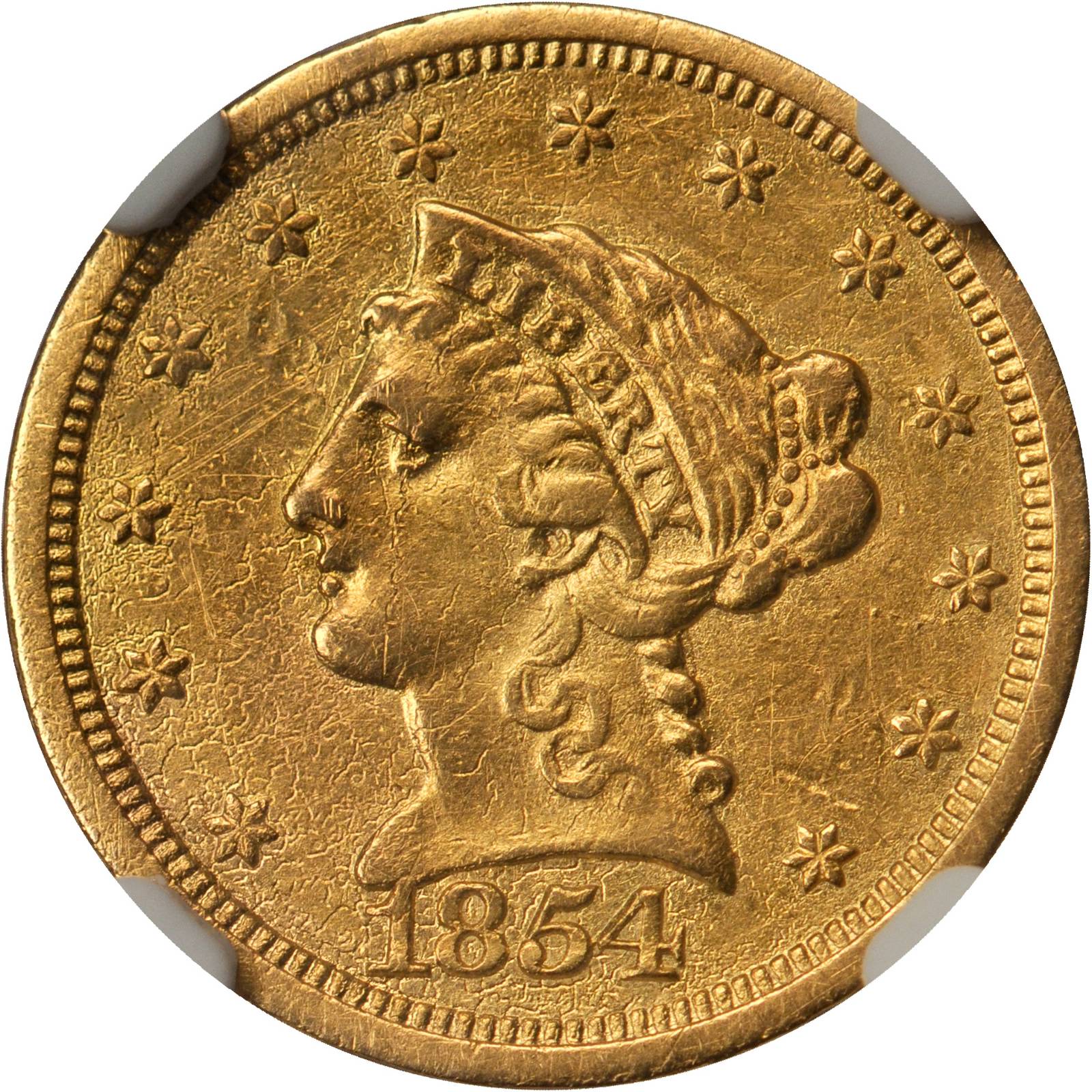 image for: 1854-S Liberty Quarter Eagle. AU Details--Scratches, Cleaned (NGC).