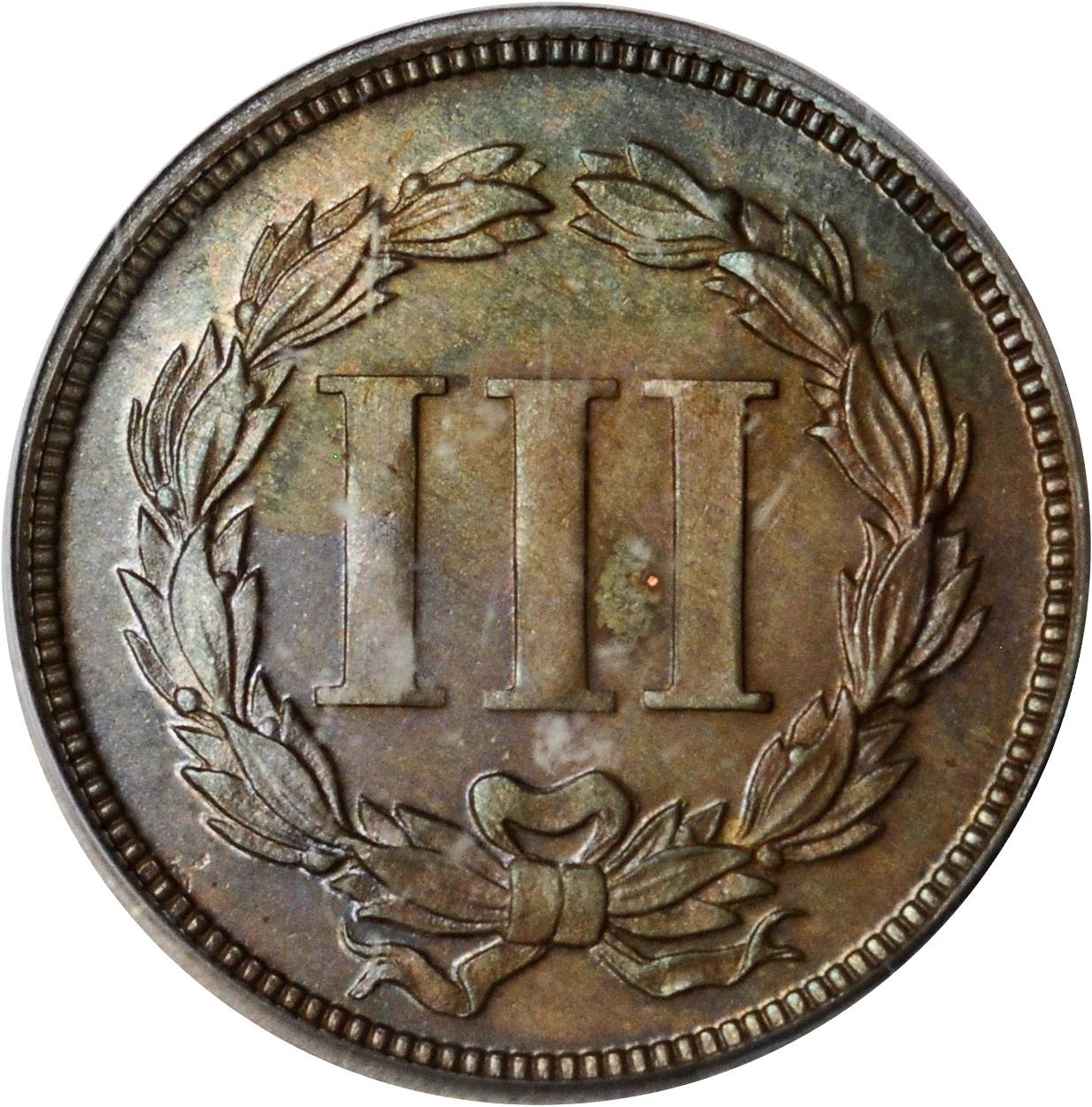 image for: 1868 Pattern Three-Cent Piece. Judd-619, Pollock-688. Rarity-7-. Proof-63 BN (PCGS).
