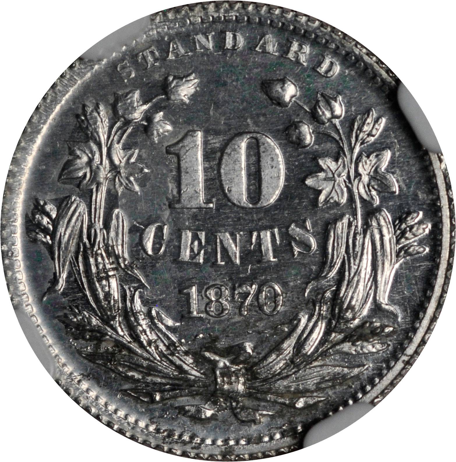 image for: 1870 Pattern Dime. Judd-847, Pollock-947. Rarity-7+. Proof-64 (NGC).