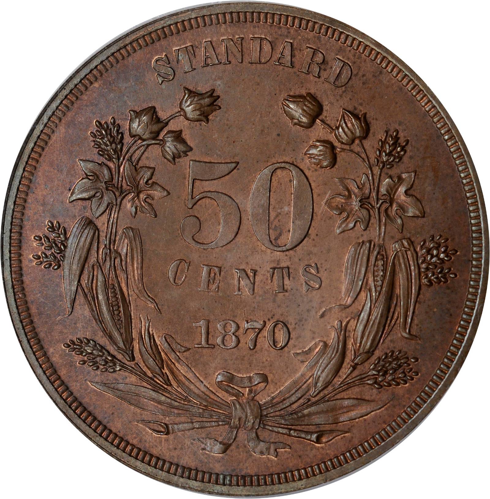 image for: 1870 Pattern Half Dollar. Judd-960, Pollock-1112. Rarity-7-. Proof-65 BN (PCGS). CAC.