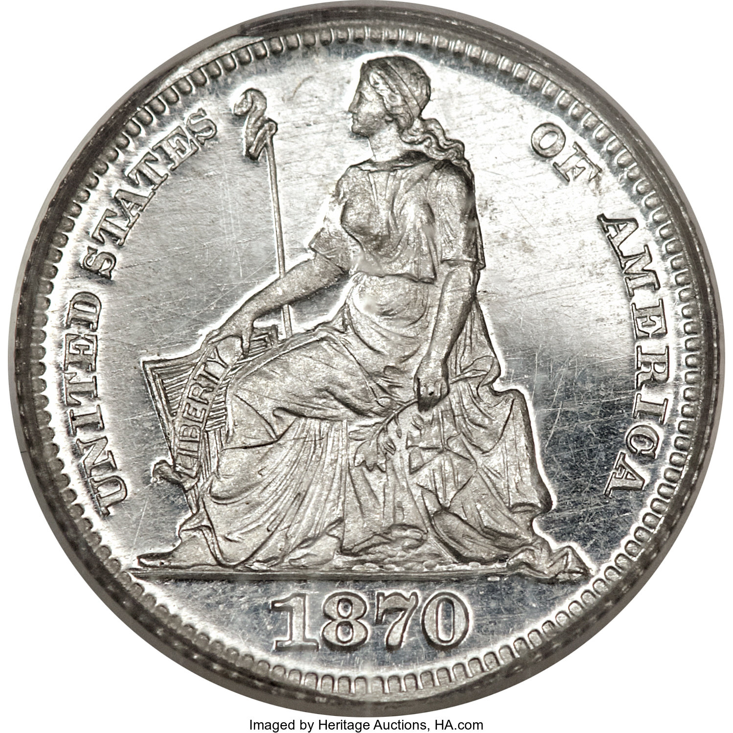 image for: 1870 H10C Standard Silver Half Dime, Judd-813, Pollock-902, High R.7, PR65 Cameo PCGS. CAC....