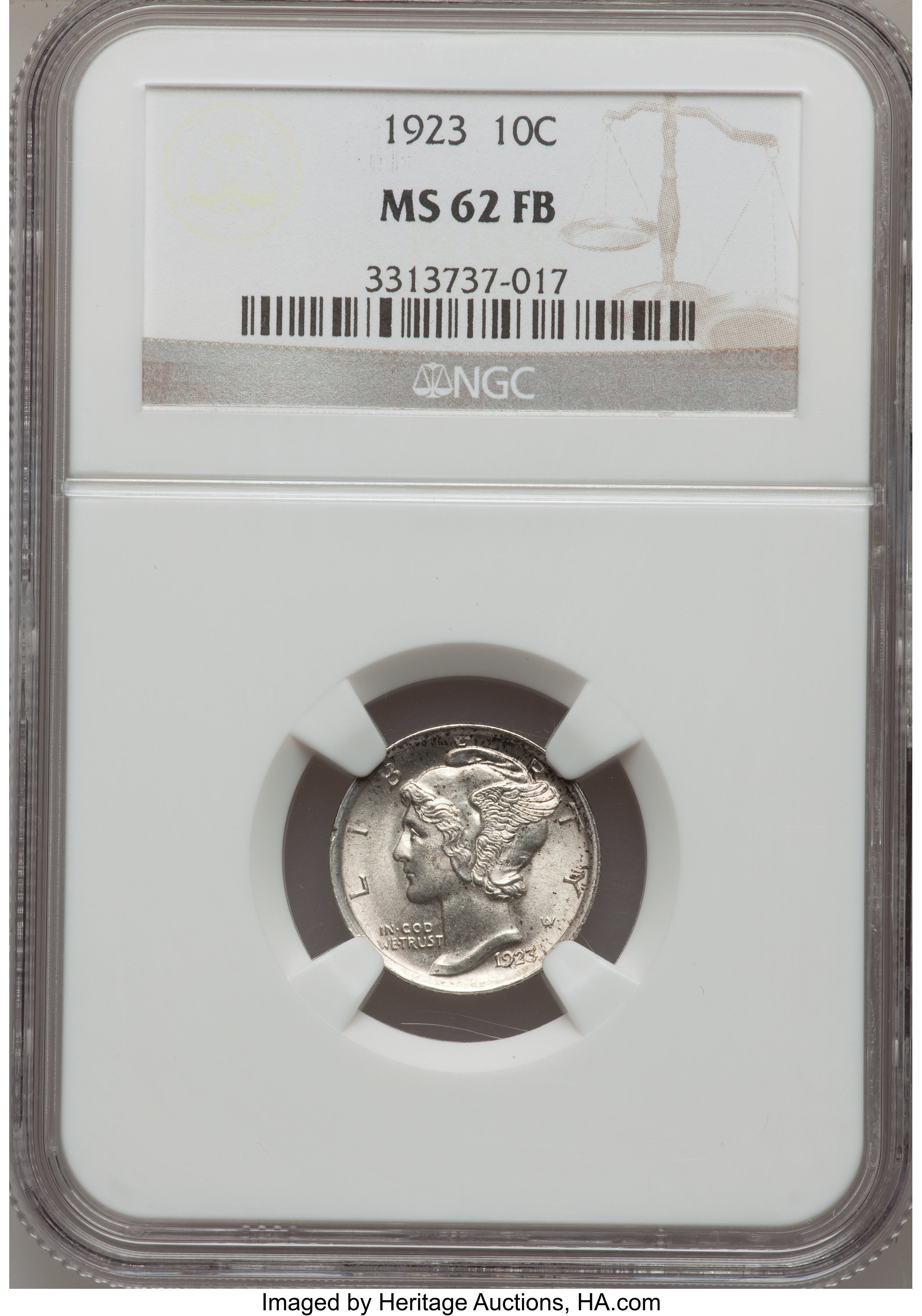 1923 10C MS62 Full Bands NGC. NGC Census: (31/601). PCGS Population (47/1008). Mintage: 50,130,000. Numismedia Wsl. Price f...