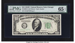 image for: Fr. 2009-G $10 1934D Federal Reserve Note. PMG Gem Uncirculated 65 EPQ....
