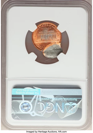image for: 1999 1C Wide AM, Lincoln Cent -- Double Struck, Second Strike Off Center -- MS64 Red NGC....