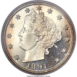 image for: 1891 5C PR68 Cameo NGC....