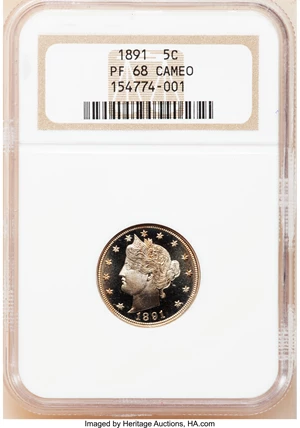 image for: 1891 5C PR68 Cameo NGC....