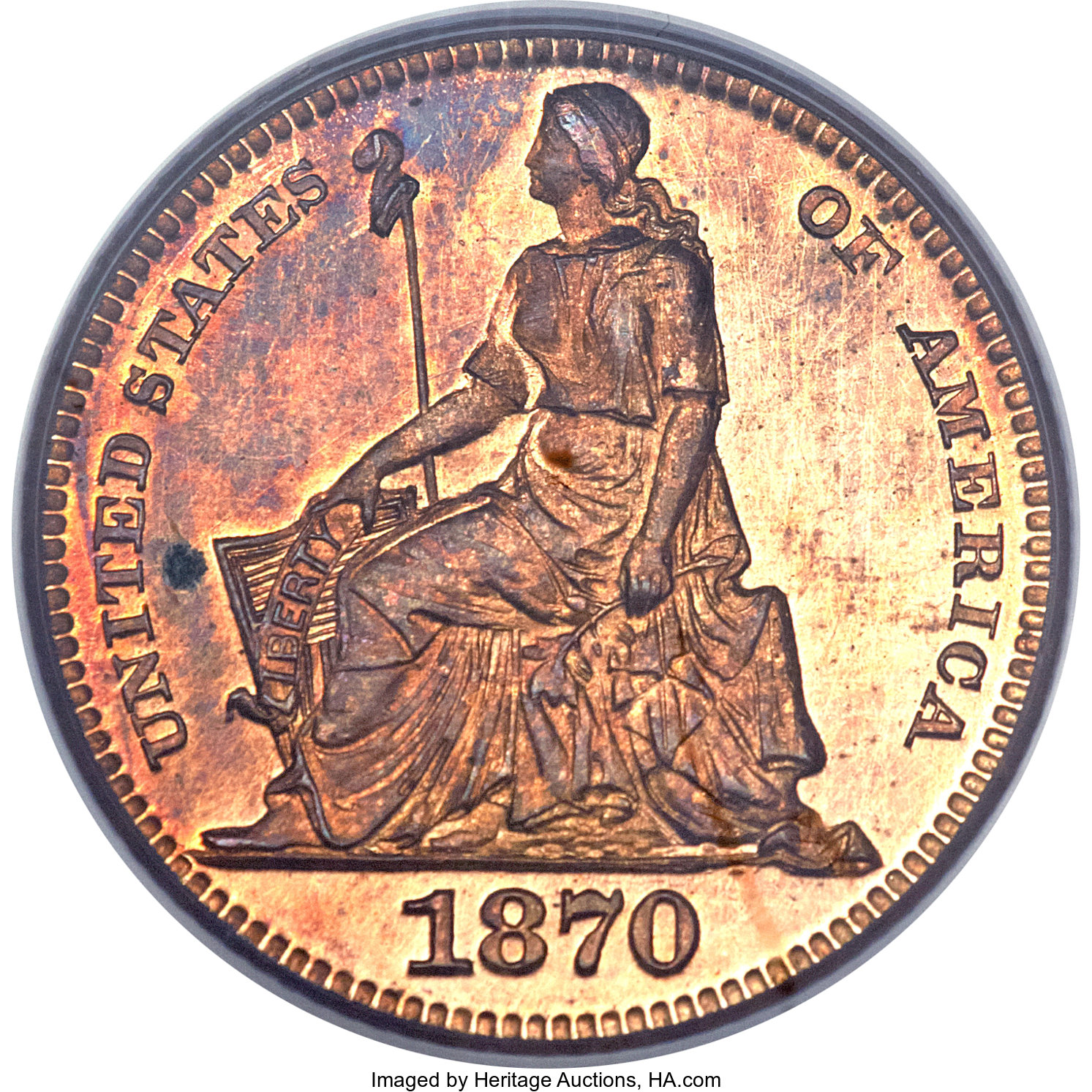 image for: 1870 H10C Standard Silver Half Dime, Judd-811, Pollock-899, R.7, PR64 Red PCGS. CAC....