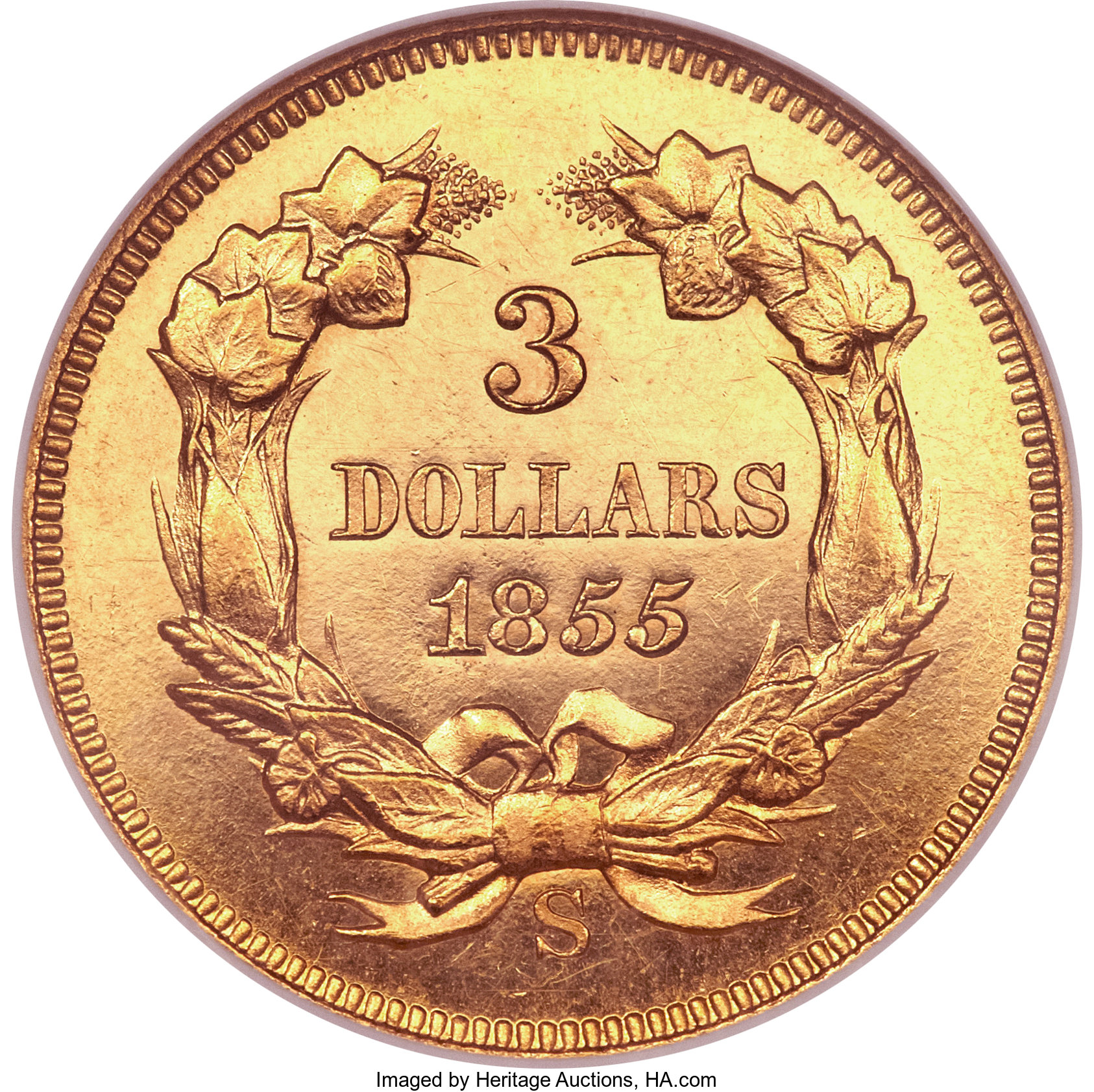 1855-S $3 Branch Mint PR CAM