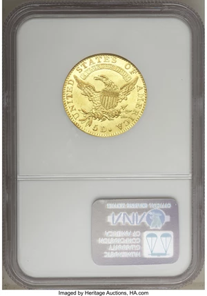 image for: 1824 $5 AU53 NGC. Breen-6482, BD-1, High R.5. ...