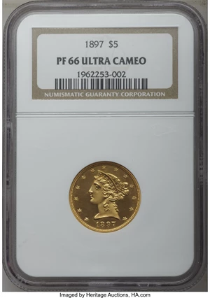 image for: 1897 $5 PR66 Ultra Cameo NGC....