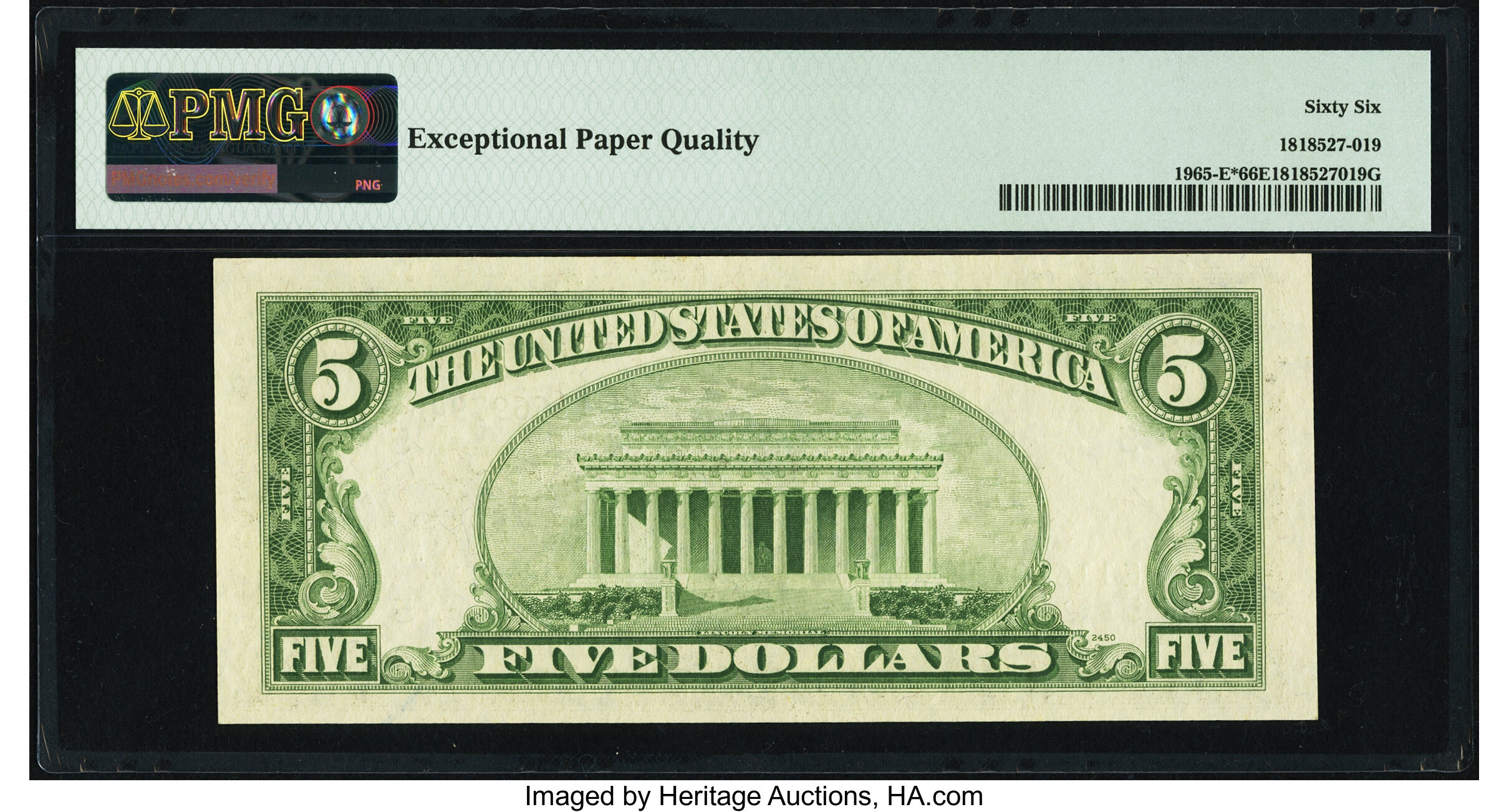 image for: Fr. 1965-E* $5 1950D Federal Reserve Star Note. PMG Gem Uncirculated 66 EPQ....