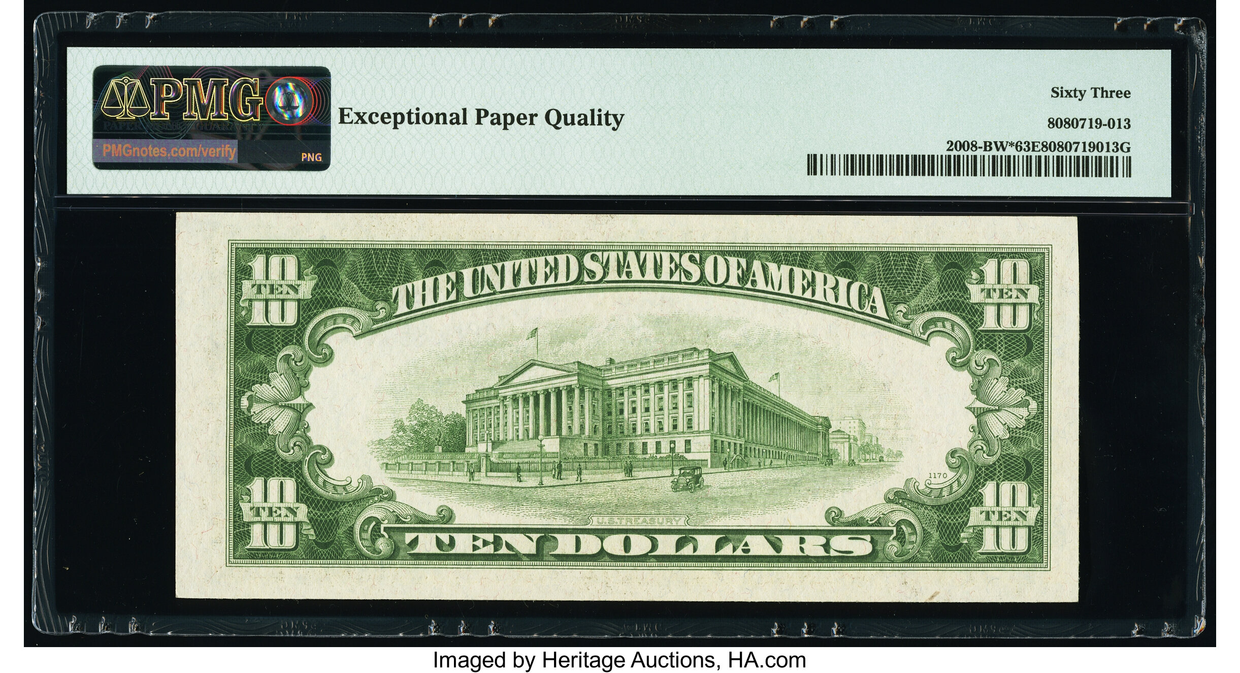 image for: Fr. 2008-B* $10 1934C Federal Reserve Note. PMG Choice Uncirculated 63 EPQ....