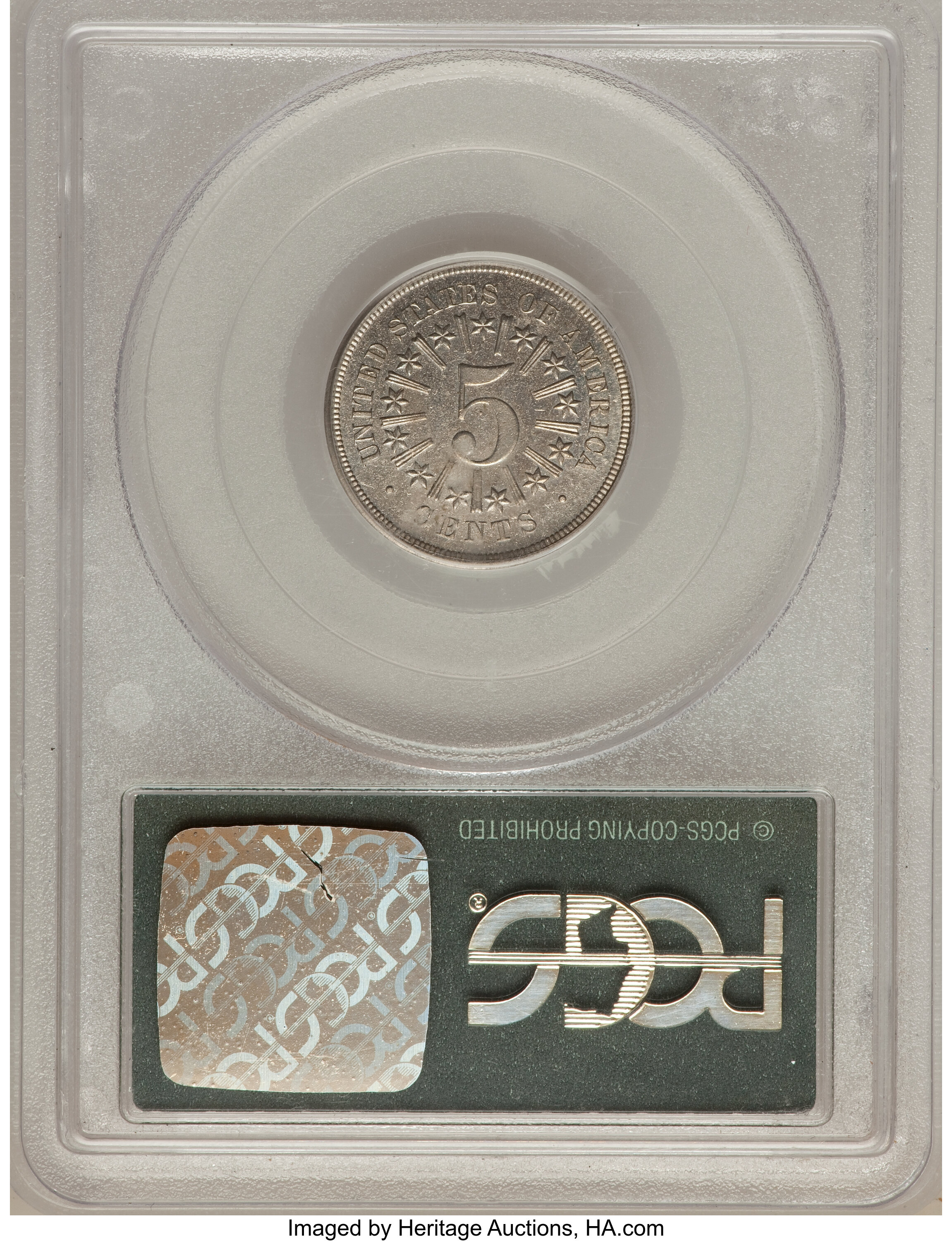 image for: 1866 5C Shield Five Cents, Judd-497, Pollock-583, High R.7, PR64 PCGS....