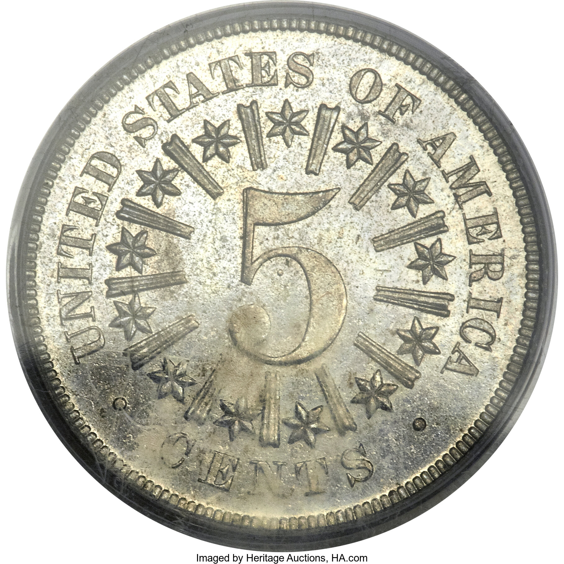 image for: 1866 5C Shield Five Cents, Judd-497, Pollock-583, High R.7, PR64 PCGS....