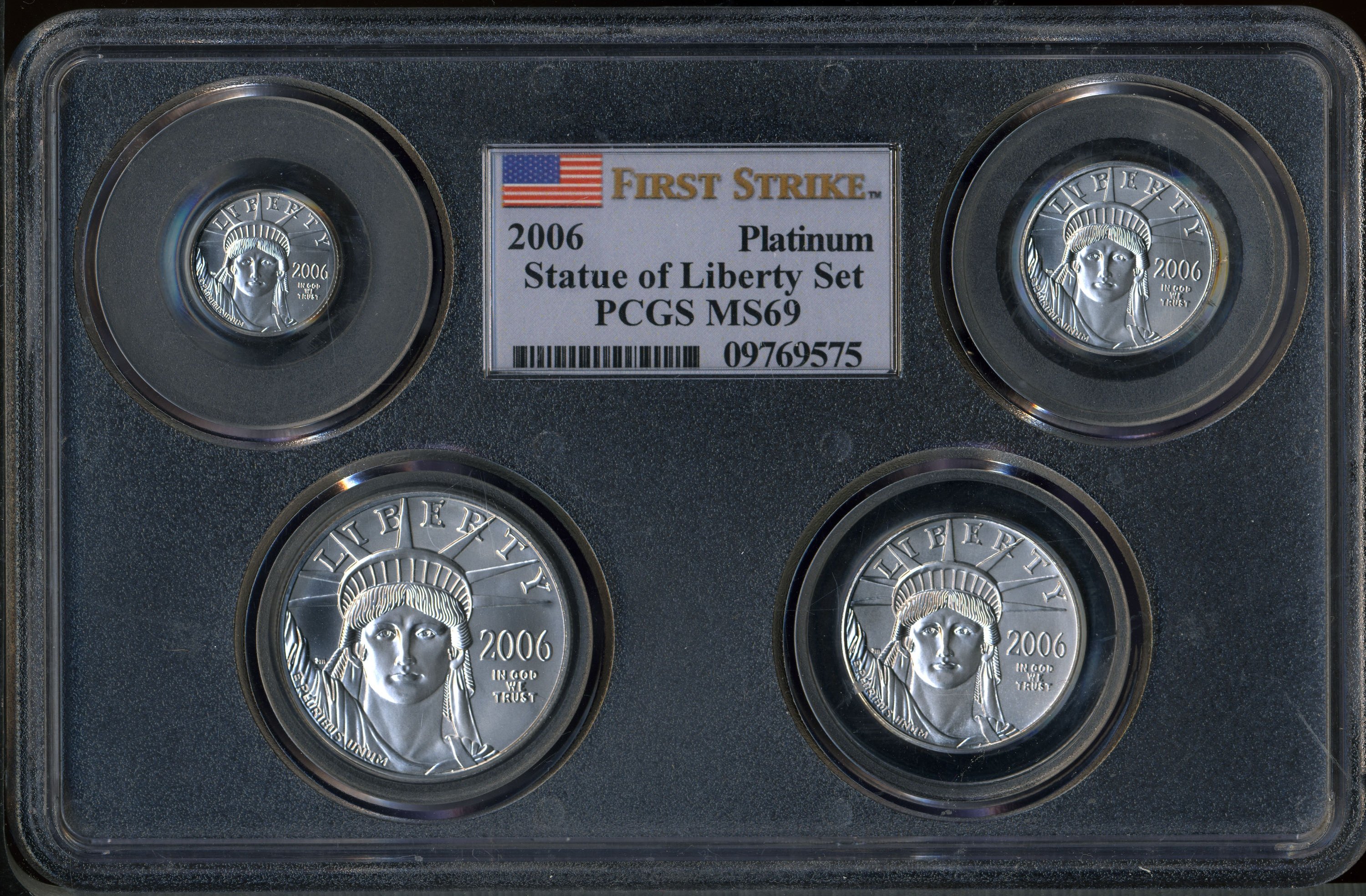 image for: 2006 SET Four Statue Of Liberty First Strike MS69 PCGS. This set includes: 2006 $100 Statue O... (Total: 4 coins)