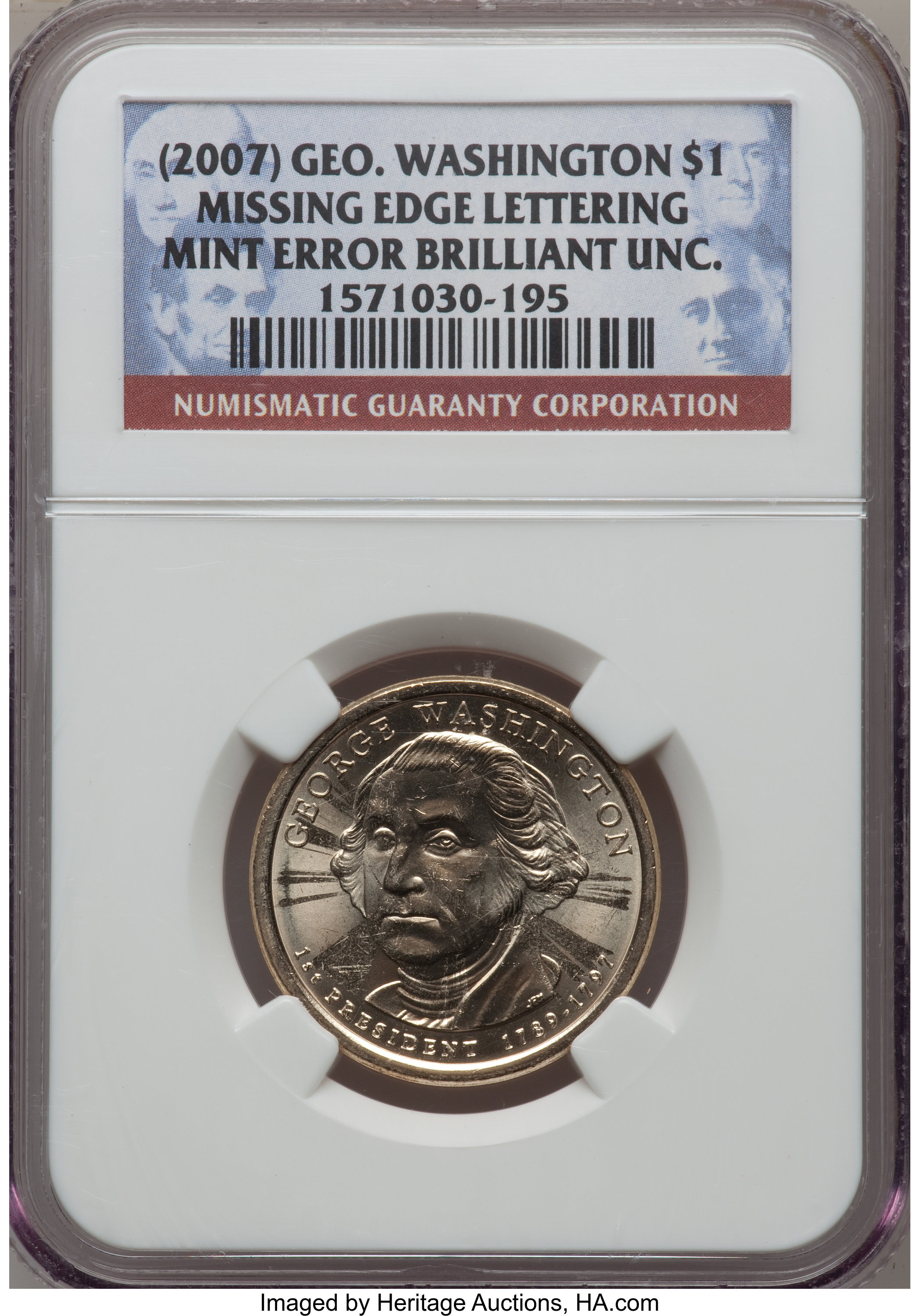 (2007) $1  George Washington, Missing Edge Lettering MS60 thumbnail 6