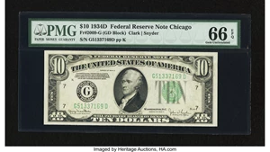 image for: Fr. 2009-G $10 1934D Federal Reserve Note. PMG Gem Uncirculated 66 EPQ....