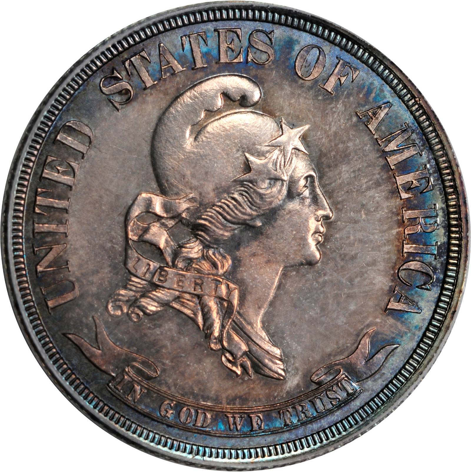 image for: 1870 Pattern Half Dollar. Judd-939, Pollock-1052. Rarity-5. Proof-64 (PCGS).