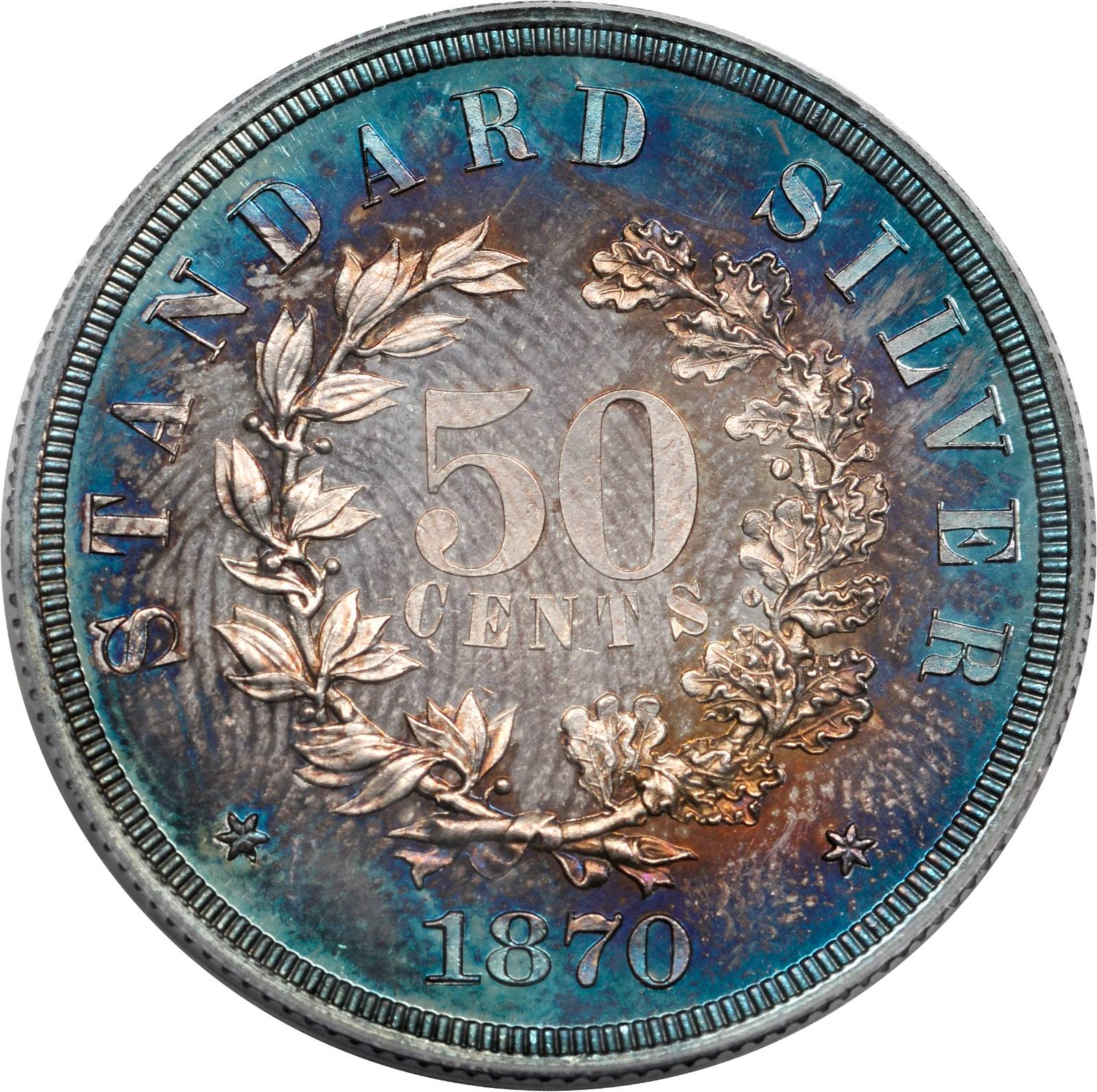 image for: 1870 Pattern Half Dollar. Judd-981, Pollock-1101. Rarity-6+. Proof-65 (PCGS).