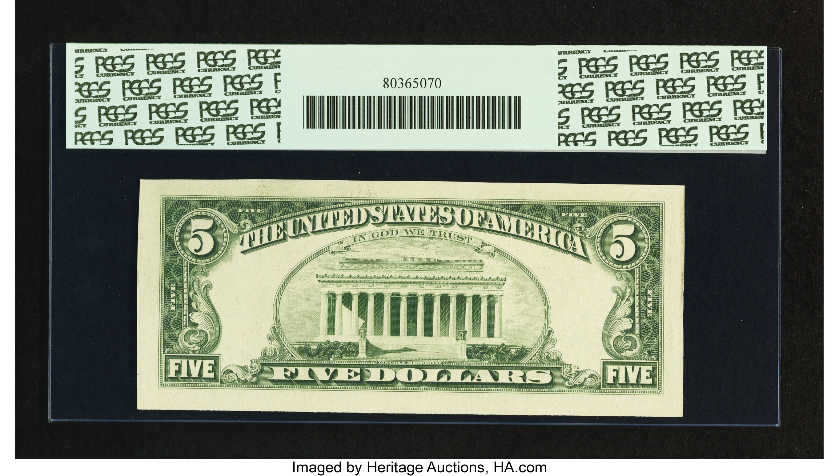 image for: Serial G33300000C Fr. 1968-G $5 1963A Federal Reserve Note. PCGS Choice New 63PPQ....
